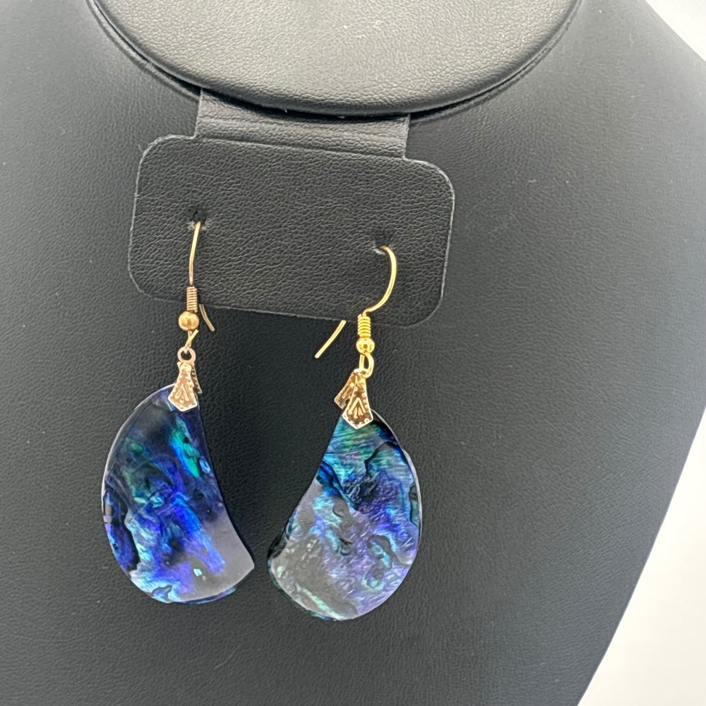 Abalone Shell Earrings Women OS Blue Green Iridescent Boho Drop